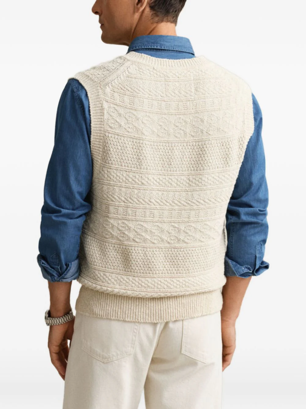 Textured V-Neck Knit Vest - Image 2