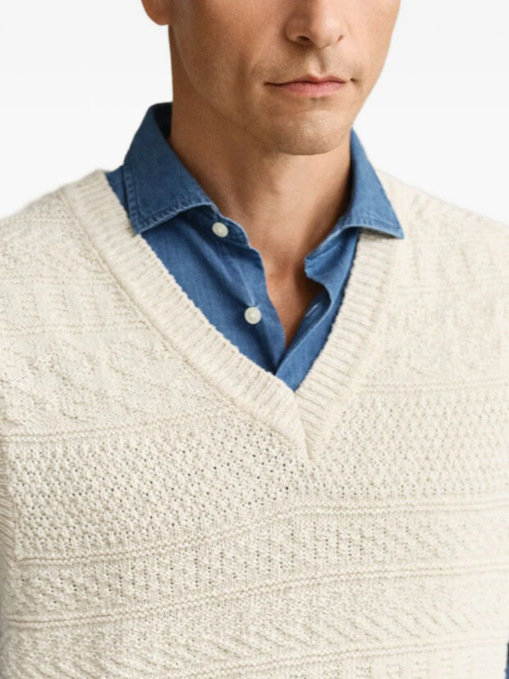 Textured V-Neck Knit Vest - Image 3
