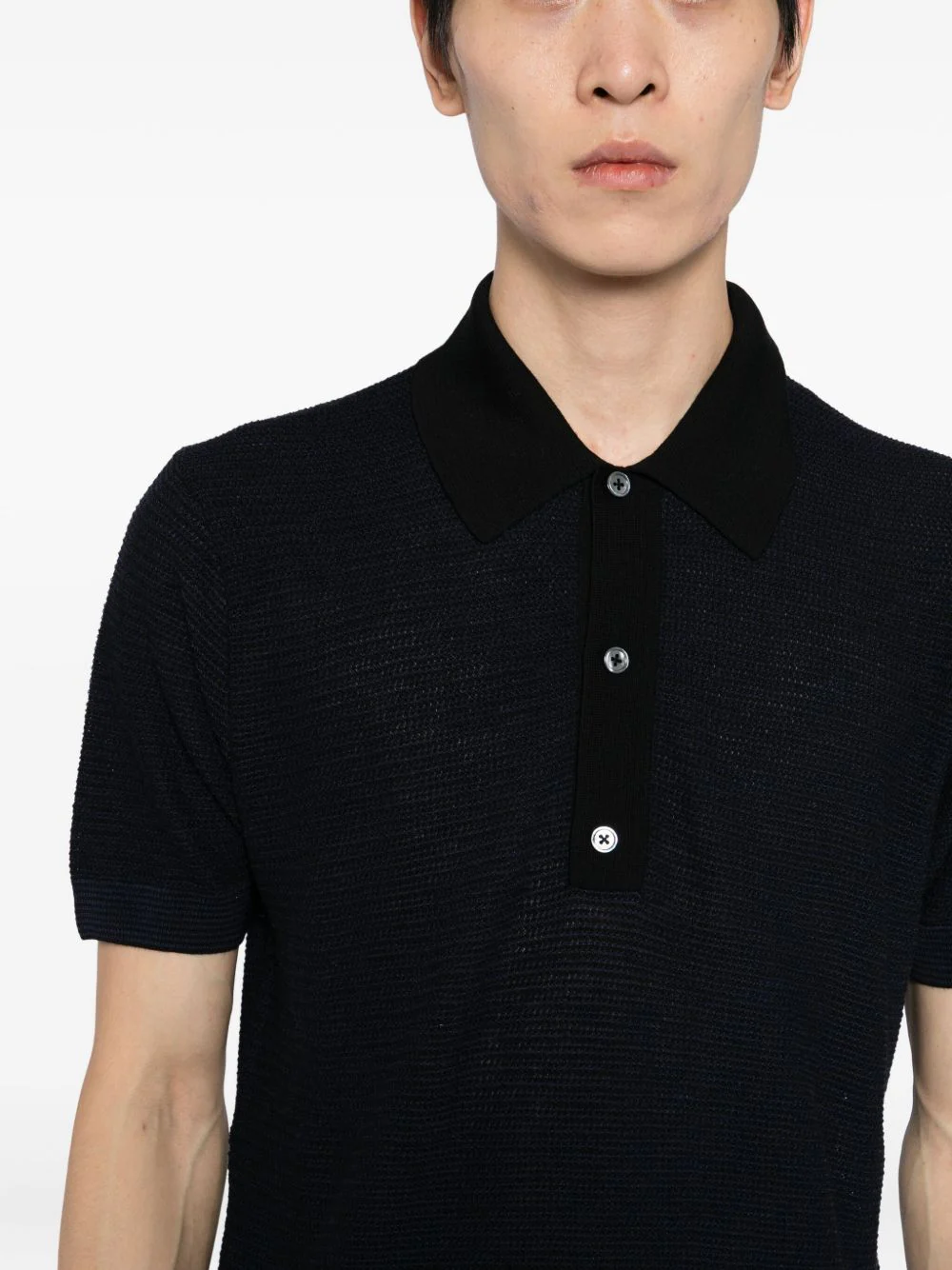Textured Wool Polo Shirt - Image 3