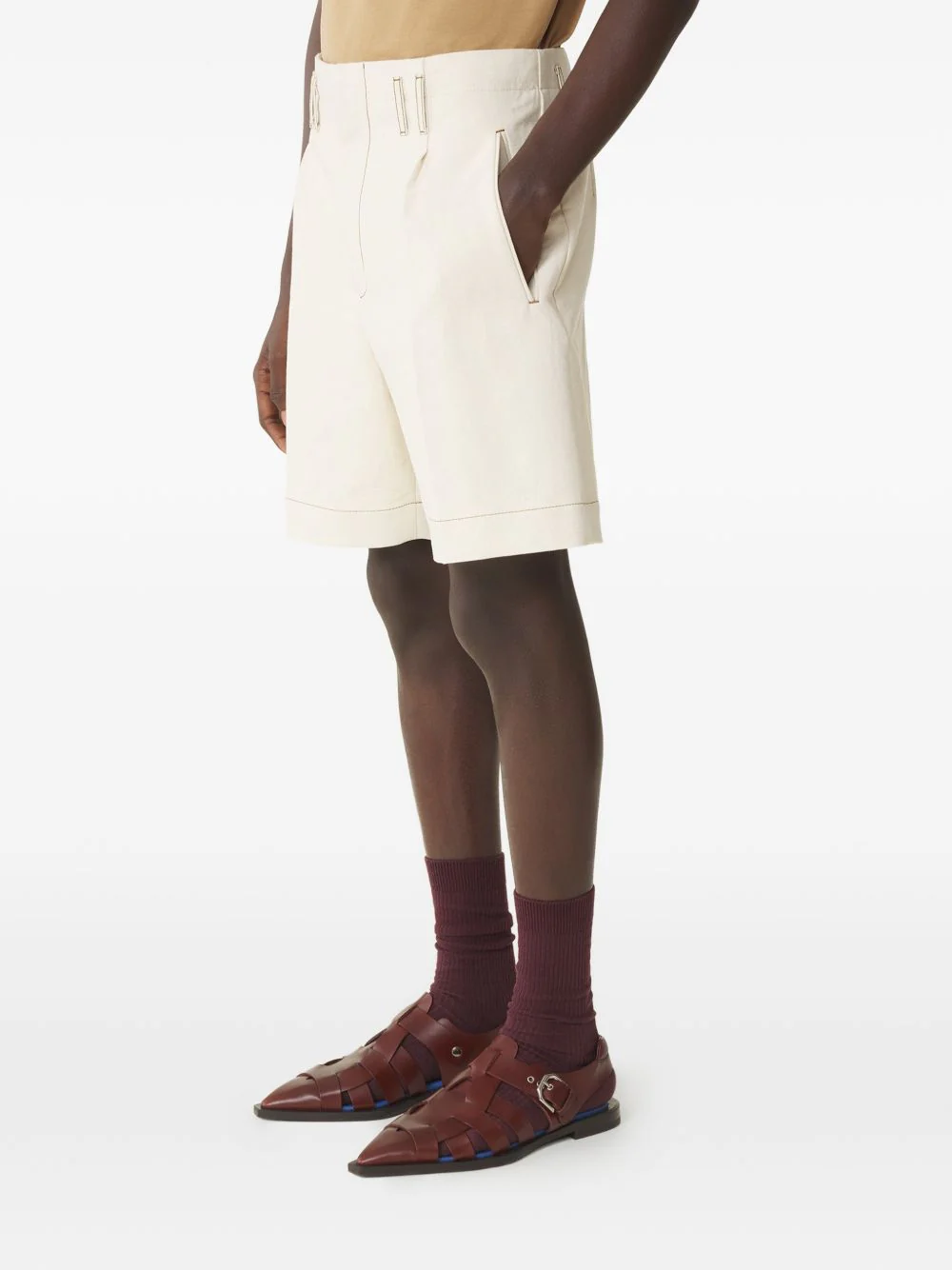 Topstitch Cotton Shorts - Image 2
