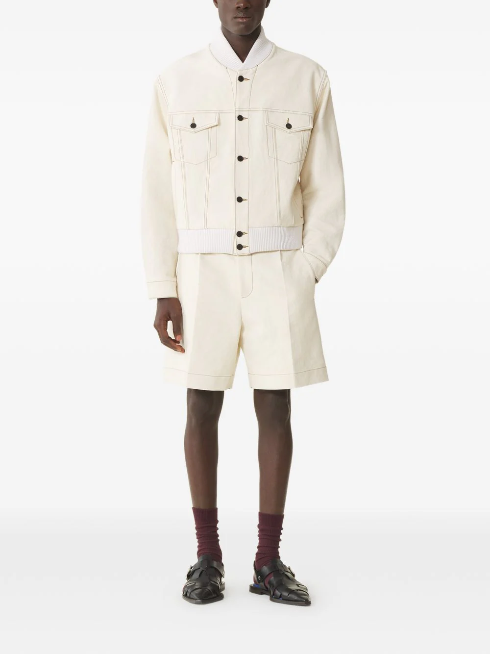 Topstitch Cotton Shorts - Image 4