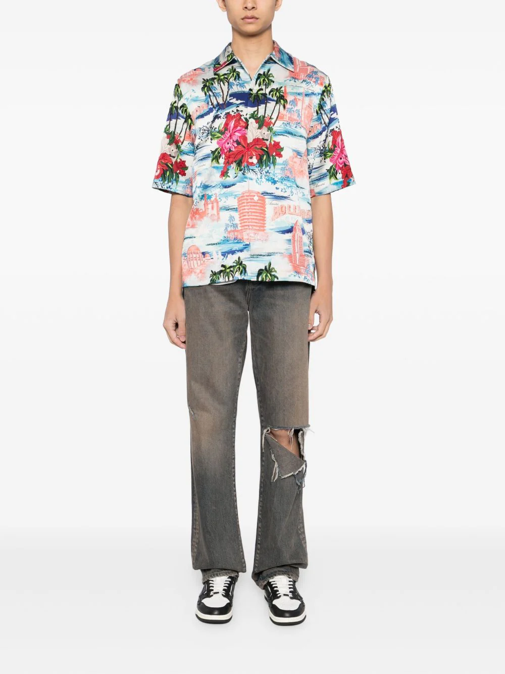 Tropical-Print Short-Sleeve Shirt - Image 2