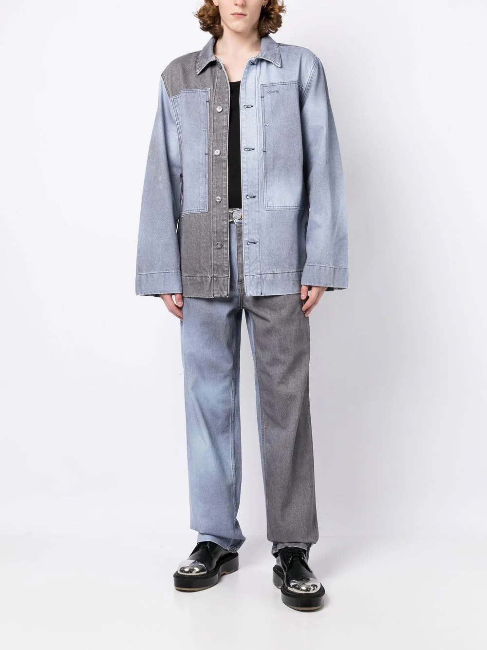 Two-Tone Denim Shirt Jacket - Image 2