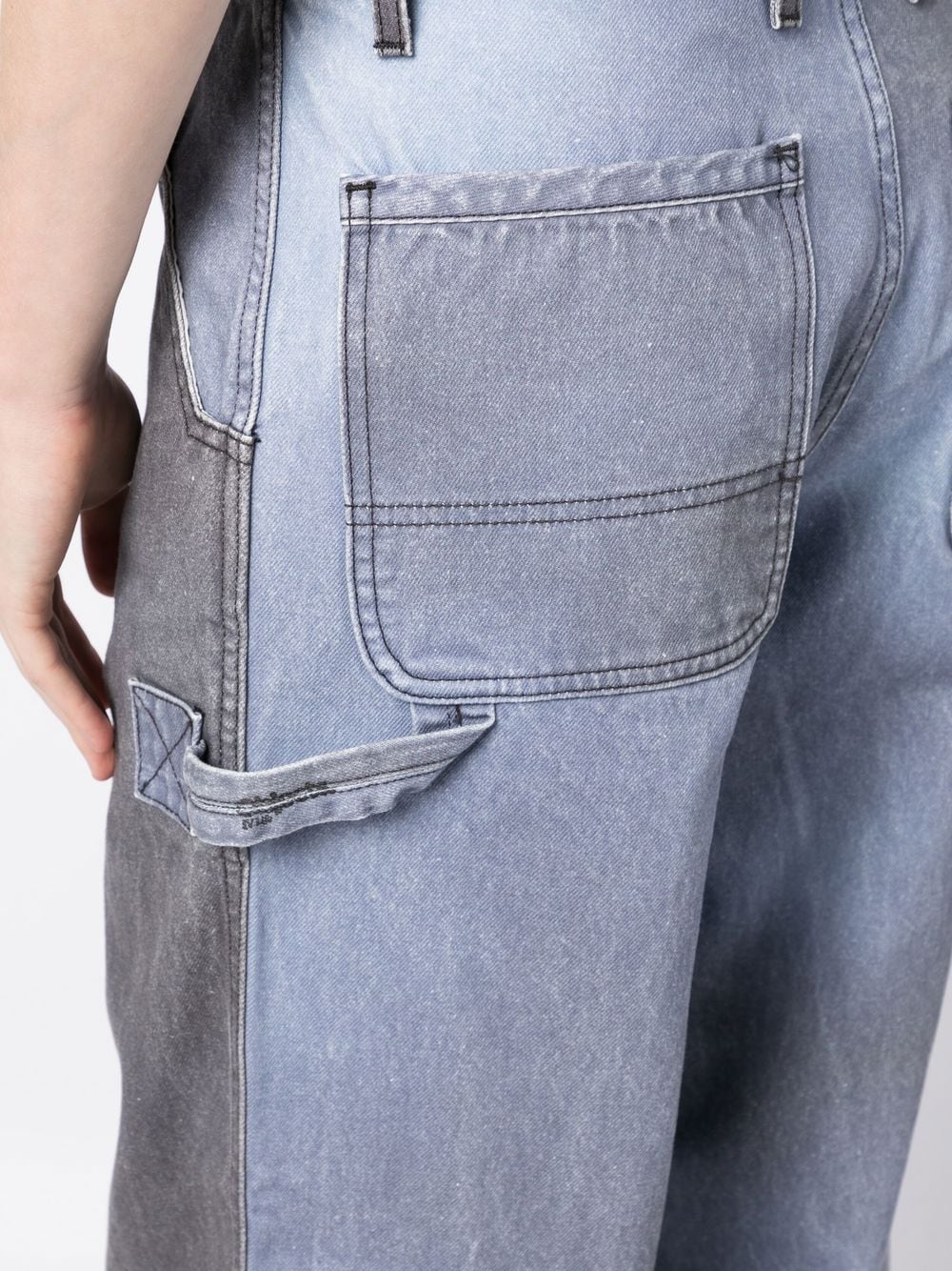 Two-Tone Straight Denim Trousers - Image 2