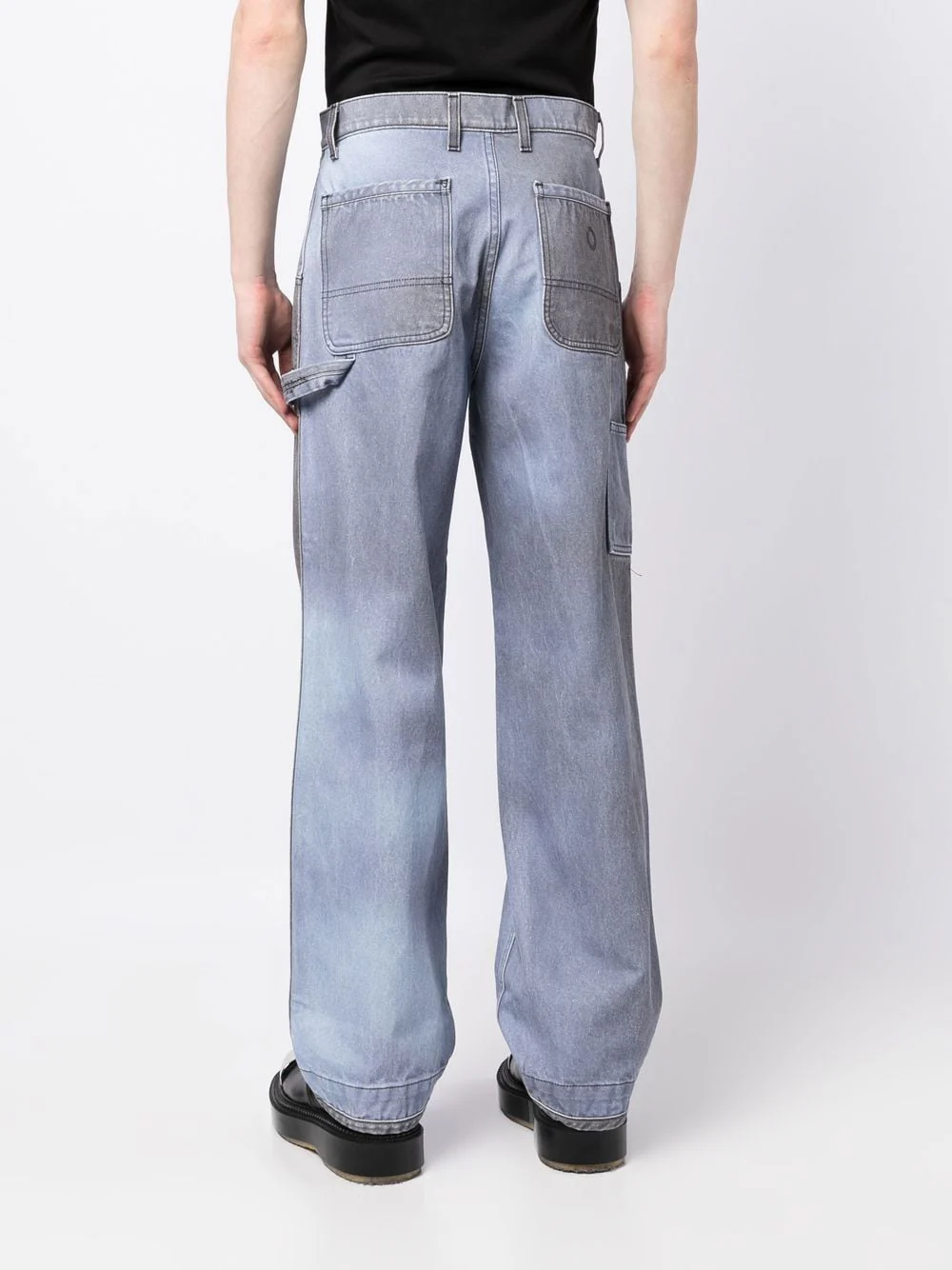 Two-Tone Straight Denim Trousers - Image 3