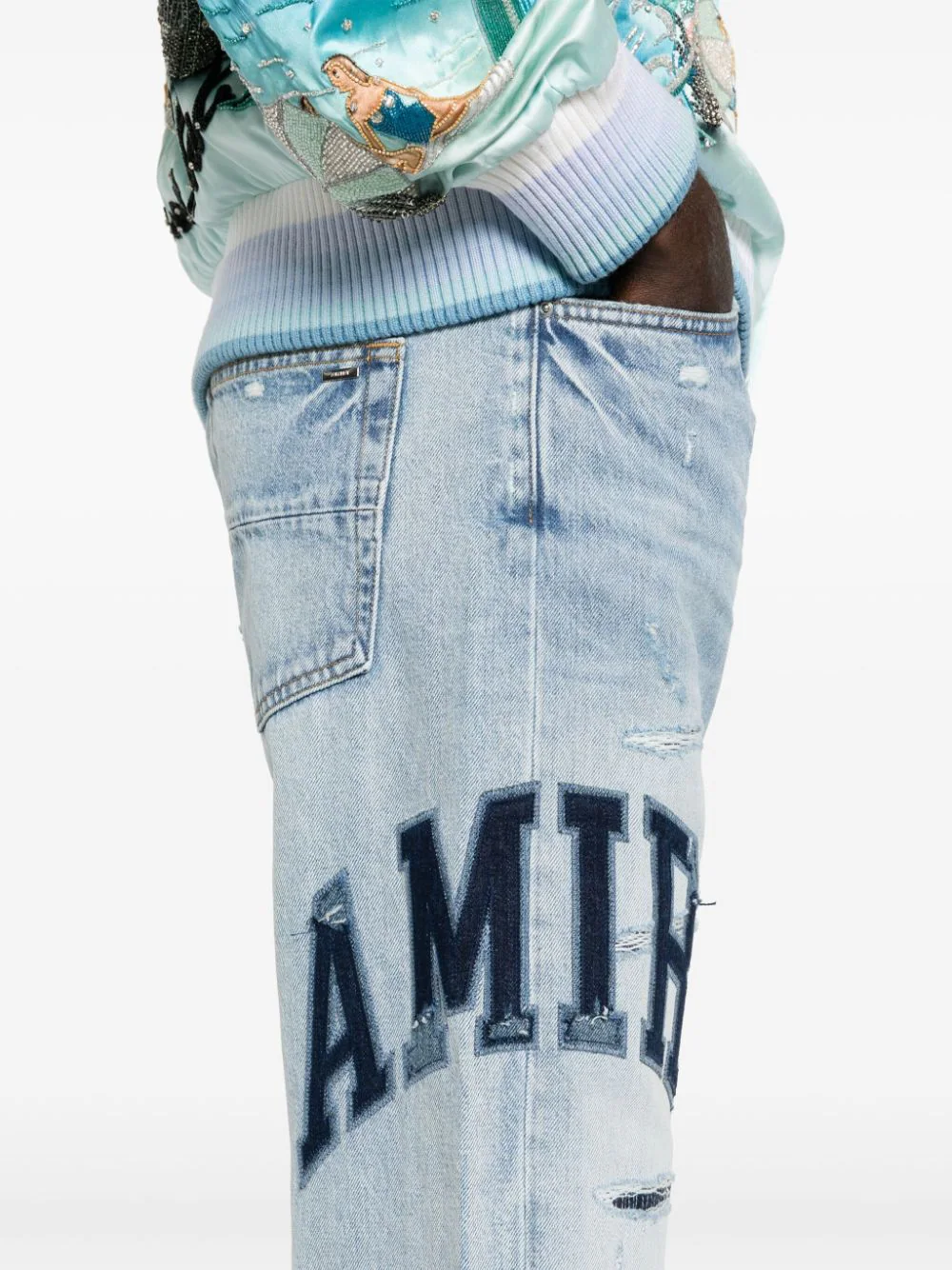 Varsity Logo Repair Mid-Rise Straight-Leg Jeans - Image 5