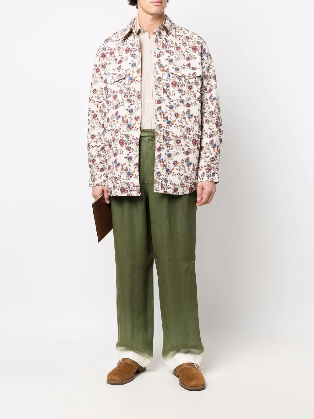 Wide-Leg Contrast-Cuff Trousers - Image 3