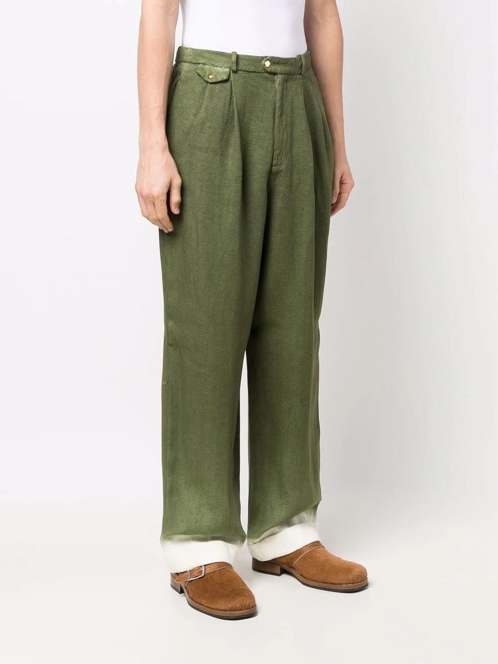 Wide-Leg Contrast-Cuff Trousers - Image 4
