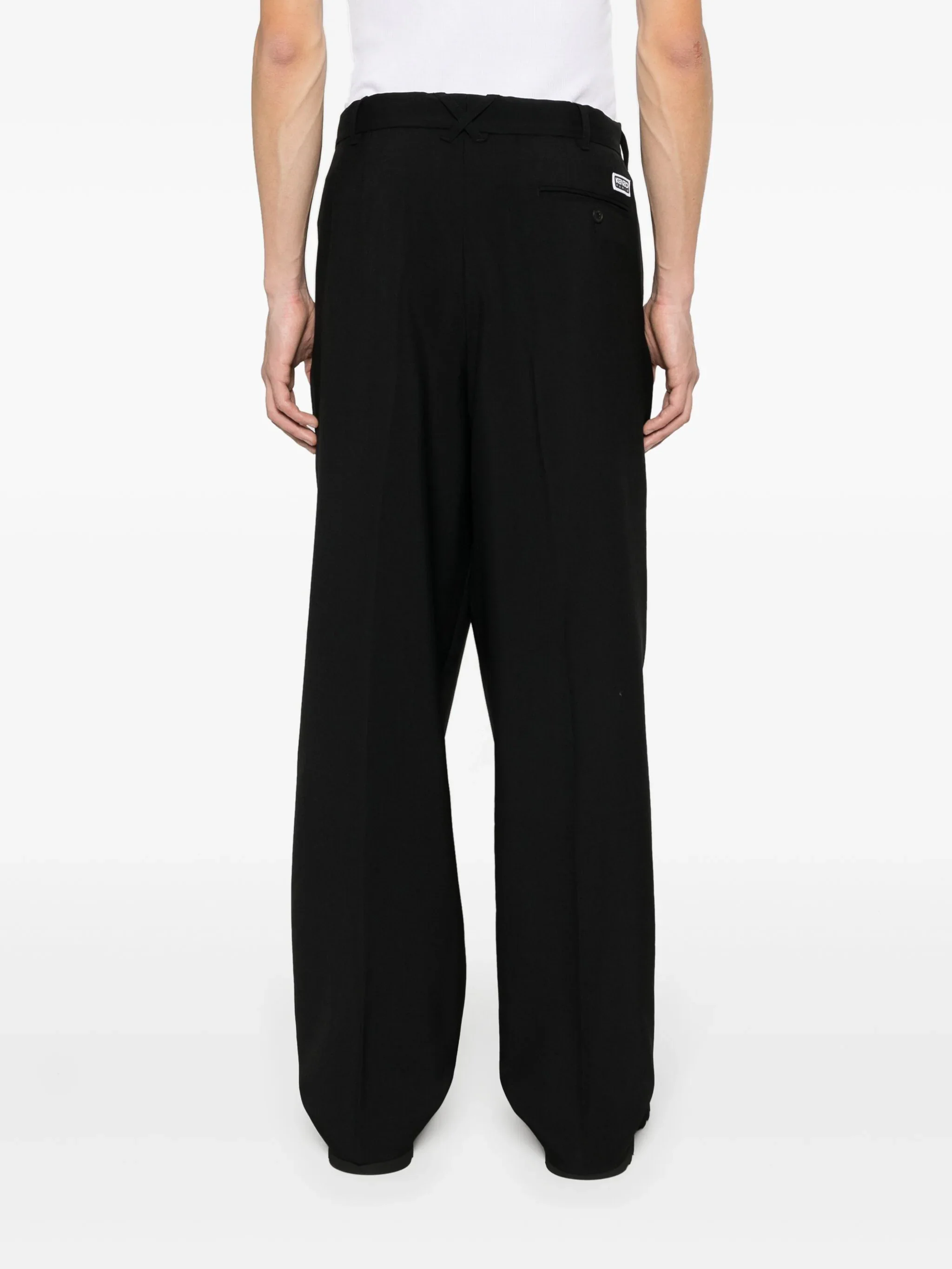 Wool Pleated Tailored Trousers - Image 3