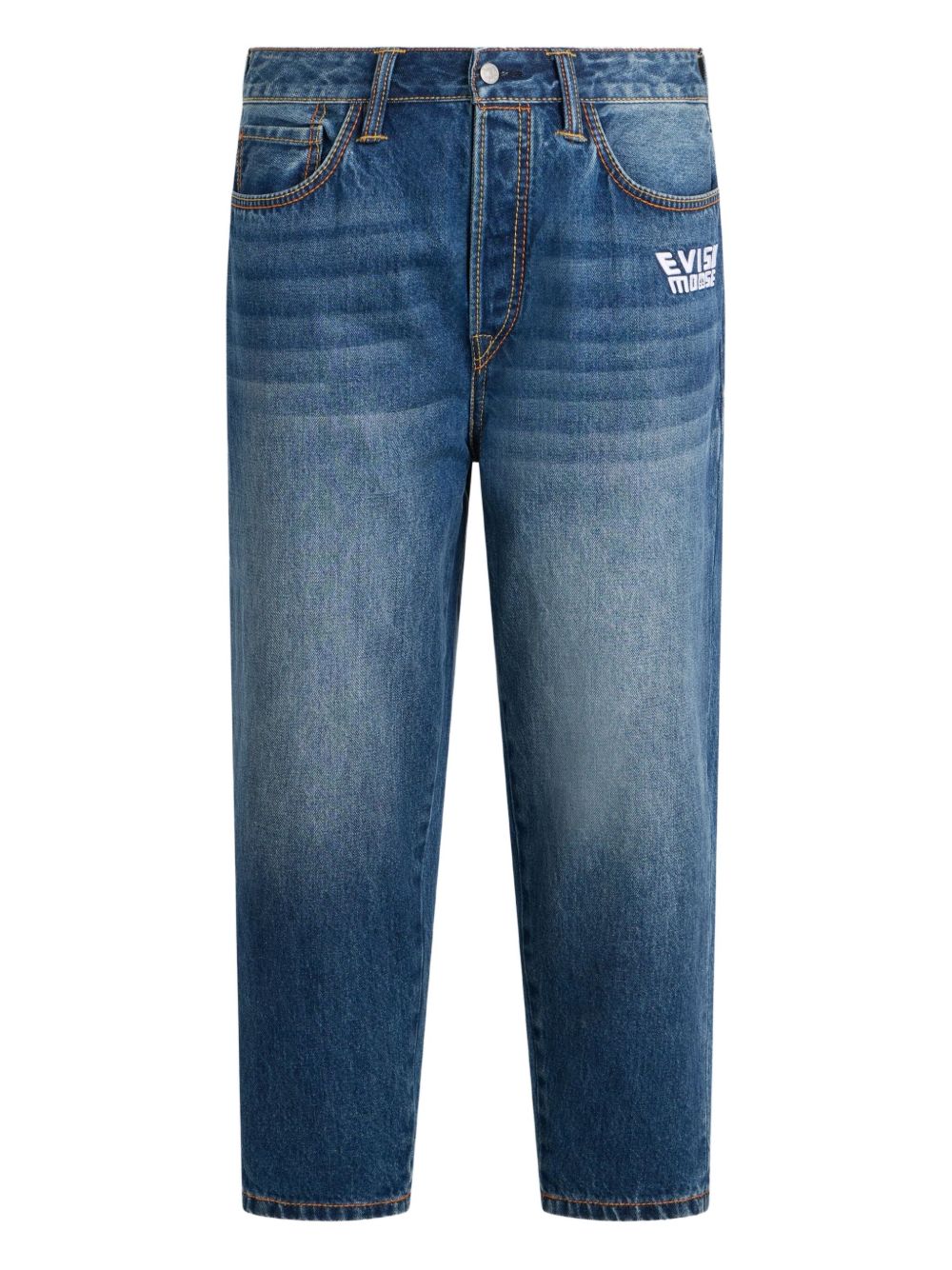 X Evisu Embroidered-Logo Jeans