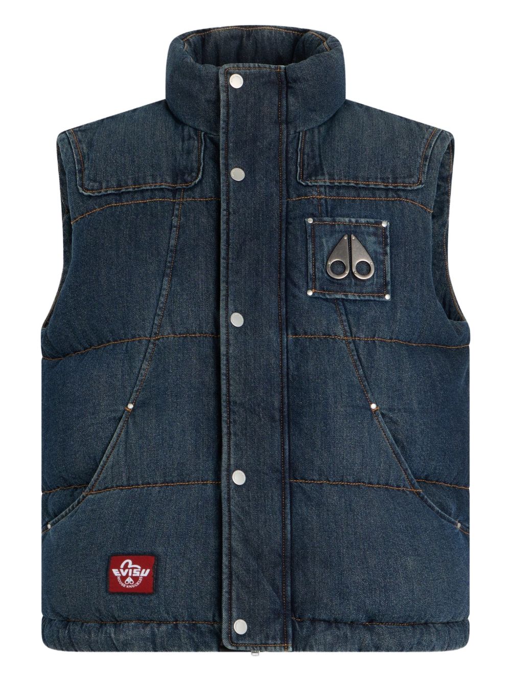 X Evisu Padded Logo-Patch Vest