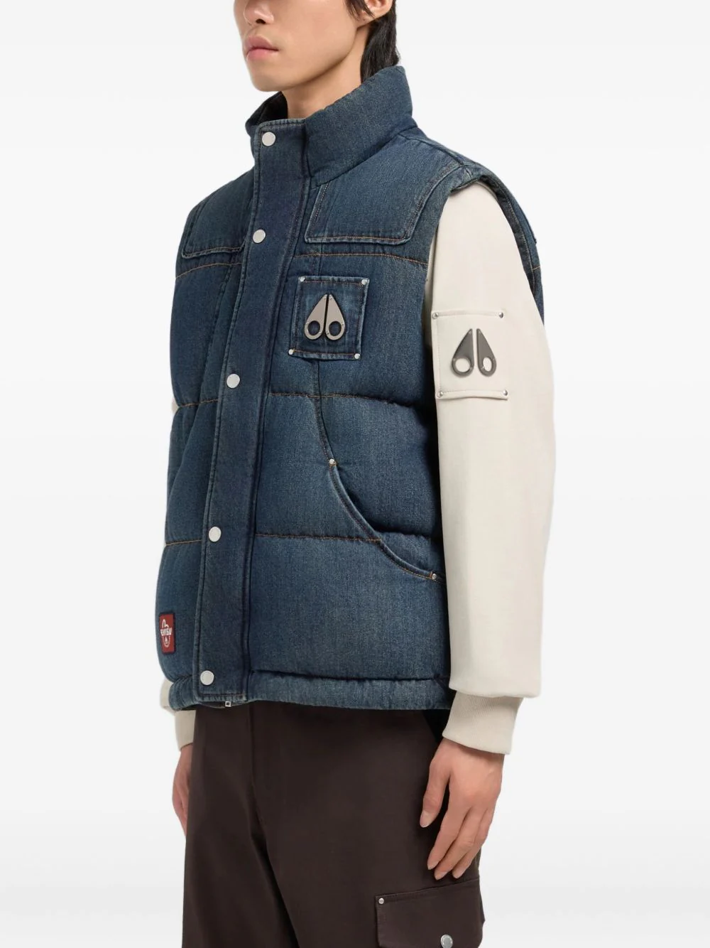 X Evisu Padded Logo-Patch Vest - Image 3