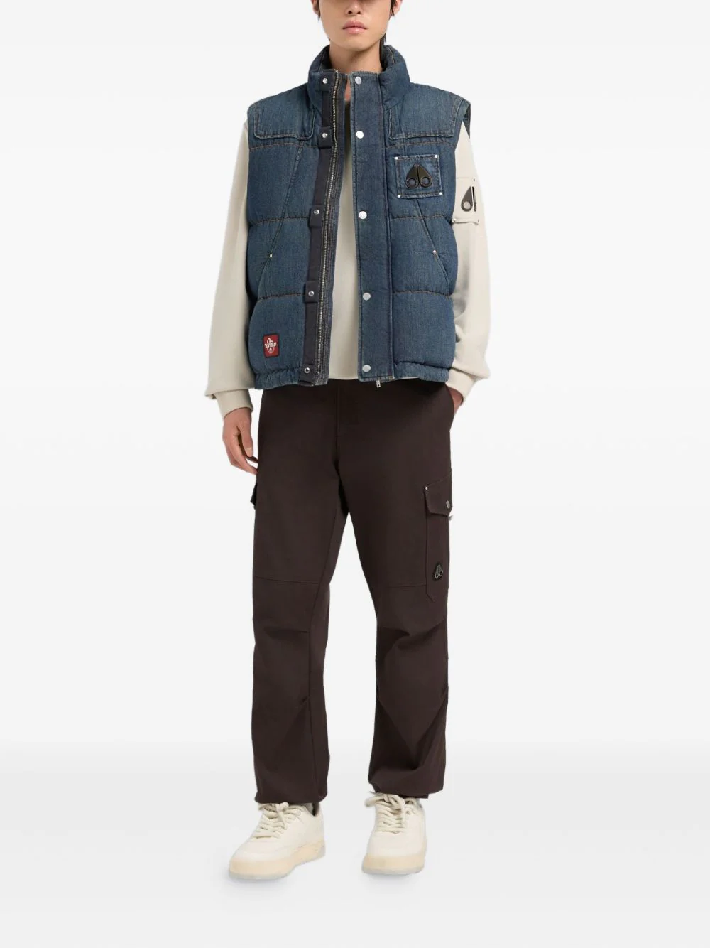 X Evisu Padded Logo-Patch Vest - Image 5