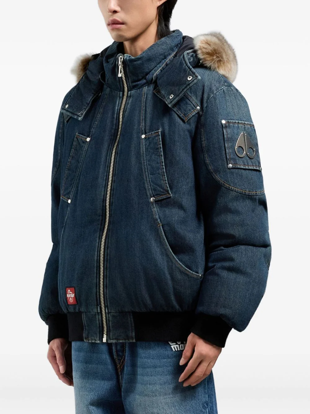 X Evisu Textured-Trim Hooded Jacket - Image 4