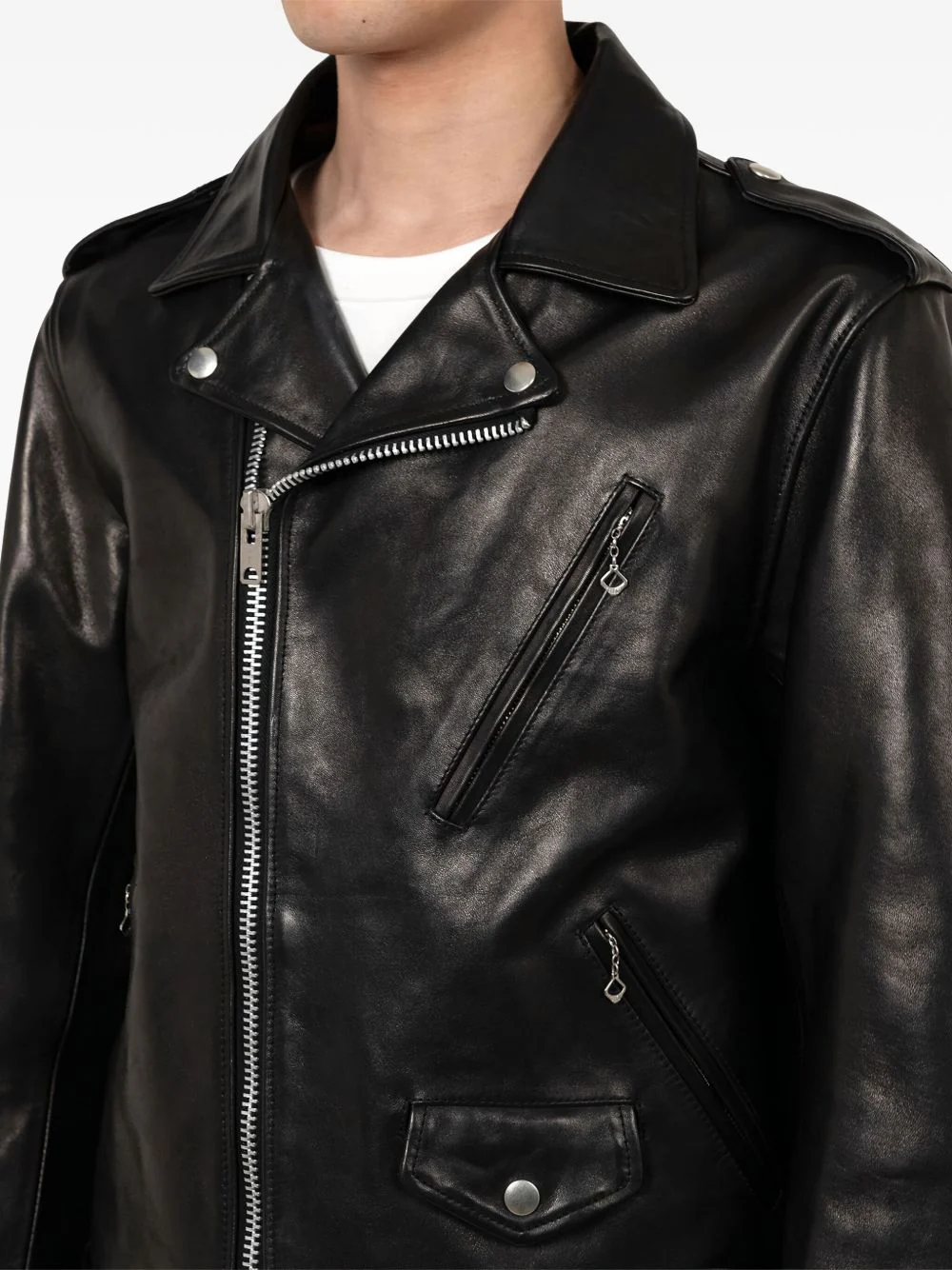 Zip-Up Belted Leather Jacket - Image 4