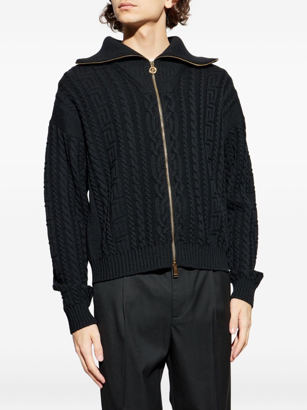 Zip-Up Cable-Knit Cardigan - Image 4