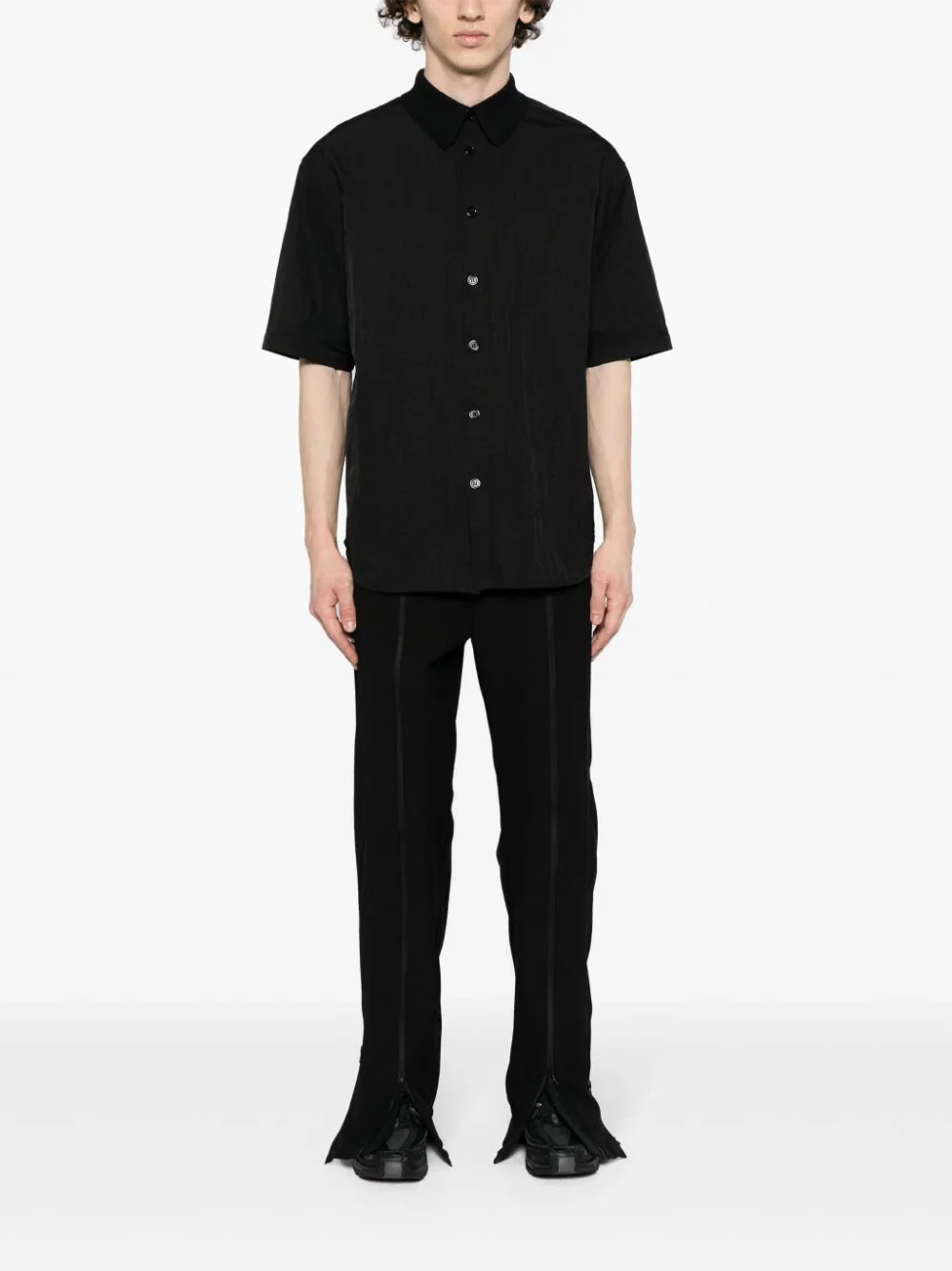 Zip-Up Cotton-Blend Trousers - Image 2