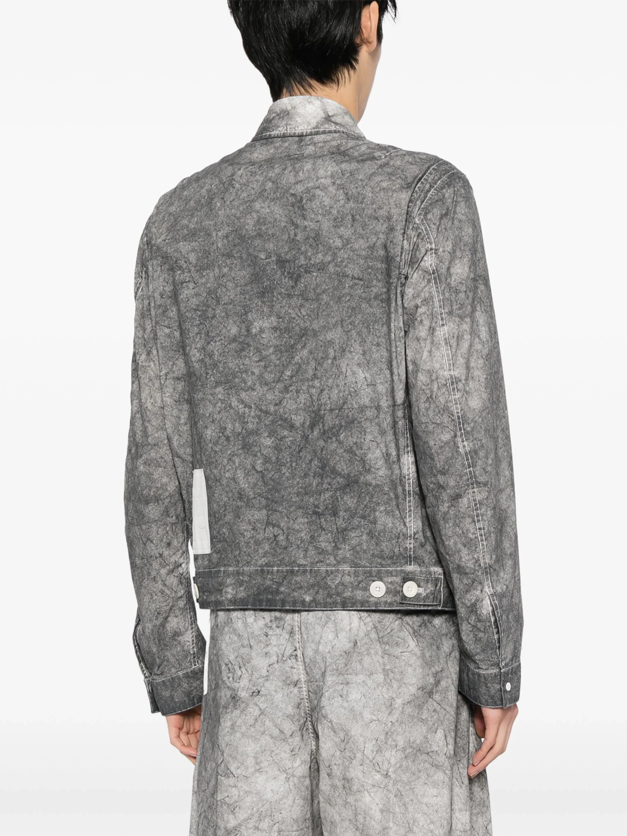 Zip-Up Distressed-Effect Shirt Jacket - Image 3